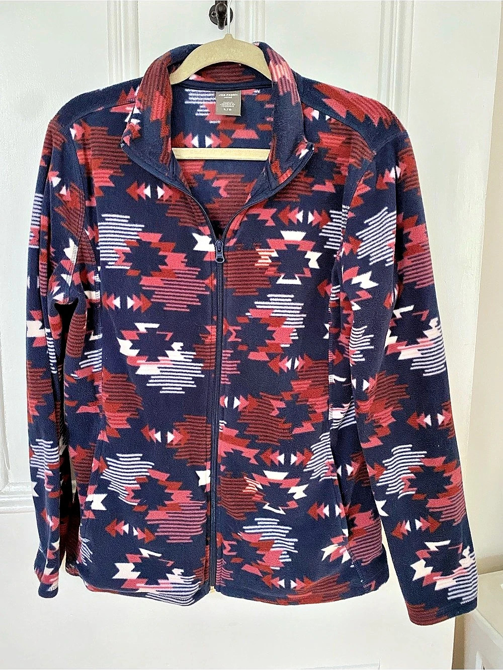 Joe Fresh Active Full Zip Fleece Jacket Blue & Red Large